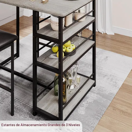 Vista 6 de IDEALHOUSE IDDIINGTABLESET-ZDYJ-23071703, Mármol Gris y Oro Blanco