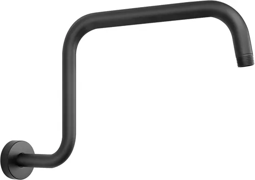 Vista 9 de Brazo de ducha en forma de S, tubo de extensión de cabezal de ducha de altura alta, conexión estándar de 1/2 pulgada con brida, impresionante Níquel