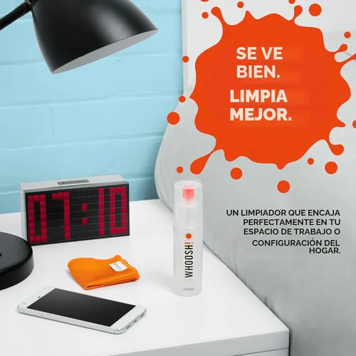Vista 4 de WHOOSH! Screen Shine Go XL - 3.4 onzas líquidas con paño de microfibra - Potente limpiador de pantalla en aerosol sin rayas para MacBook, laptop