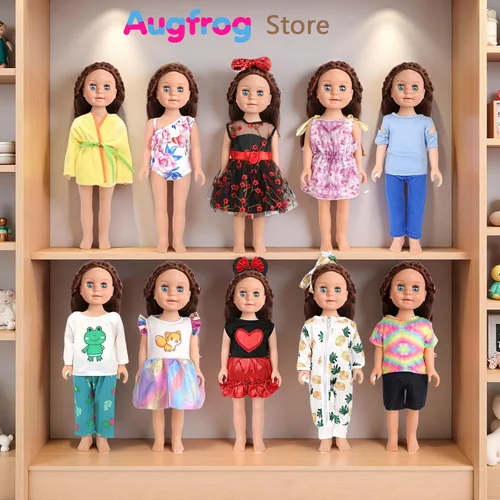 Vista 3 de 10 conjuntos de ropa para muñecas de 18 pulgadas, incluye vestidos y conjuntos para muñecas tipo American Doll, regalos de cumpleaños para niñas