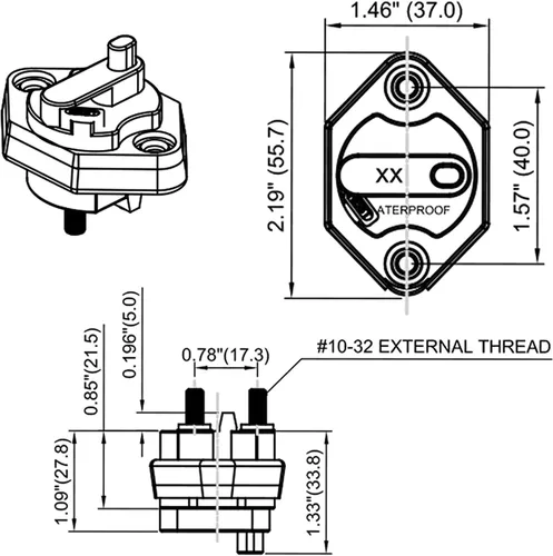 Vista 5 de Disyuntor de montaje en panel de 12 V, 24 V, 32 V, CC, 40 A, con botón de reinicio manual conmutable para auto, camión, RV, remolque, automóvil