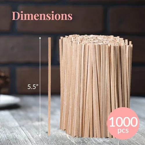 Vista 3 de Prestee - Agitador de café de madera 1000 – Palitos de madera desechables de 5.5 pulgadas de largo para café y cócteles – Mezcladores de bebidas