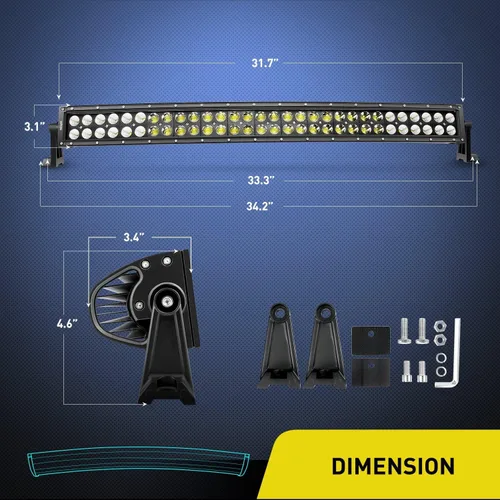 Vista 2 de Nilight - ZH410 - Barra de luz LED curvada de 32 pulgadas y 180 W, luz de trabajo, luces de conducción todoterreno con kit de arnés de cableado