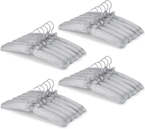 Vista 7 de Jetec 24 piezas de perchas acolchadas de raso con gancho giratorio de 360°, almohadillas de hombro de esponja, para abrigos, suéteres, blusas, Beige