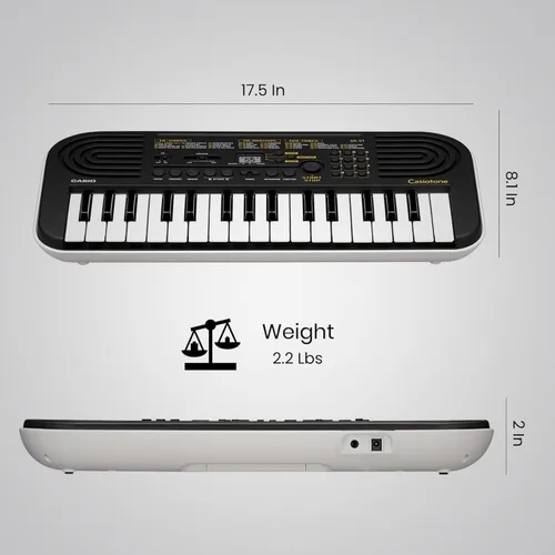 Vista 8 de Casio Casiotone SA-51 Teclado Mini de 32 Teclas - Paquete Negro con Fuente de Alimentación, Pegatinas para Teclas, Libro de Instrucciones y DVD