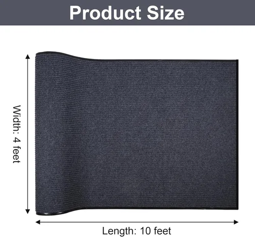 Vista 2 de Tapete de pasillo para exteriores de 4 x 10 pies, alfombra de pasillo de doble rayas, antideslizante, alfombra comercial para entrada interior, Gris