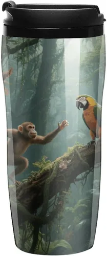 Mysterious Tropical Rainforest Insulated Travel Tumbler Reusable Leakproof Coffee Cup with Lid Double Wall Spill Proof Plastic Coffee Mug for