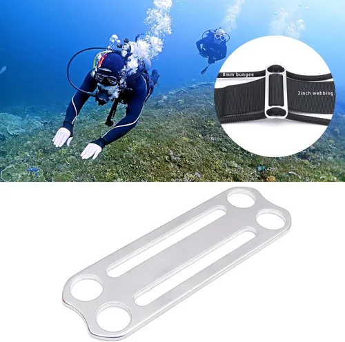Vista 5 de Cinturones de buceo de acero inoxidable para buceo, retenedores de arnés de correas de buceo, cinturones de peso de buceo Slide Keeper con anillo