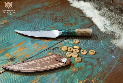 Vista 7 de Dalstrong Cuchillo de filete – 6.5 pulgadas – Serie Valhalla – 9CR18MOV HC Steel – Cuchillo de cocina para regalo de resina celestial y mango