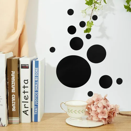 Vista 5 de CREATCABIN 32 calcomanías redondas de acrílico para pared, espejos circulares, calcomanías autoadhesivas para el hogar, sala de estar, dormitorio