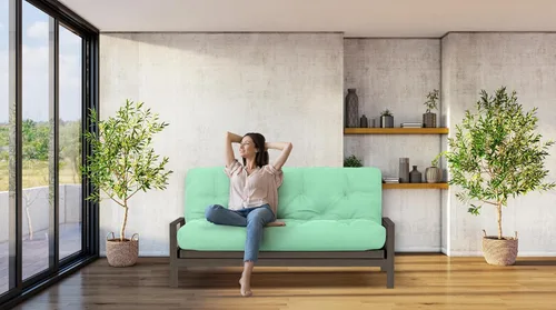 Vista 32 de Nuevo reemplazo del colchón del futón con cubierta lisa, bobina con bolsillos, espuma viscoelástica/resortes internos, Algodón, Marino