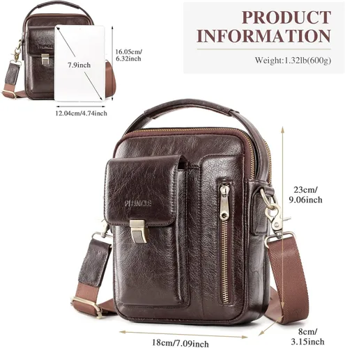 Vista 3 de BAIGIO Men's Genuine Leather Shoulder Bag Messenger Briefcase CrossBody Handbag Satchel Travel bag