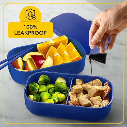 Vista 38 de Lonchera Bento apilable aislada para adultos con palillos reutilizables, lonchera japonesa apta para microondas y a prueba de fugas, para hombres