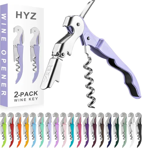 Vista 13 de HYZ Paquete de 2 Abridor de Vino Sacacorchos de Camarero, Llave de Vino Profesional para Servidores, Bartender con Cortador de Papel de Aluminio