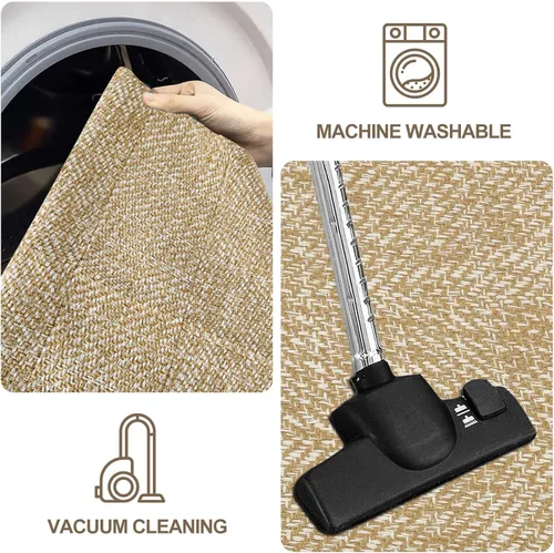 Vista 6 de LEEVAN Alfombra de Pasillo de Cocina Lavable, 2' x 4.3' Alfombras de Baño Bohemias de Algodón Tostado Reversible para Entrada, Alfombra de Pasillo