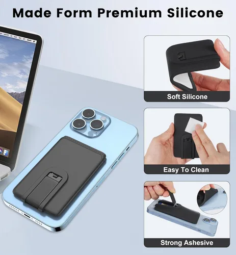 Vista 5 de SHANSHUI Soporte para tarjetas de teléfono, ultra delgado, soporte de silicona para tarjetas de crédito de negocios, compatible con iPhone