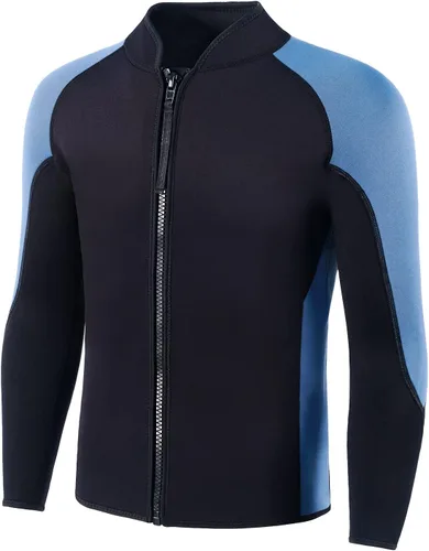 Vista 25 de Wetsuit Top Men,2mm Mens Wetsuit Top 3mm Long Sleeve Wetsuit Jacket Men Front Zip Warm Wets Suit Jackets for Men Stretch Mens Wetsuit Top