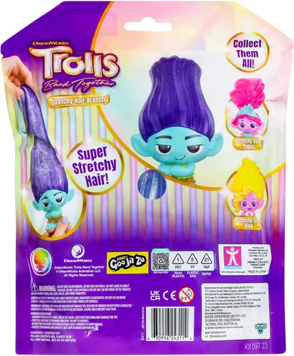 Vista 4 de DREAMWORKS TROLLS Band Together - Muñeca de pelo esponjosa y elástica con purpurina, rama elástica para el cabello