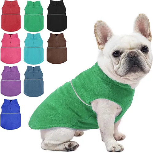 Vista 81 de Chaleco de forro polar con estampado a cuadros rojos, suéter de invierno para mascotas para perros pequeños, niños y niñas, suéter cálido