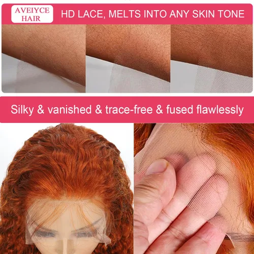 Vista 6 de Pelucas de cabello humano con encaje frontal lacio HD transparentes de 13 x 4, color degradado Ombre, onda profunda de 4/27, pelucas de encaje