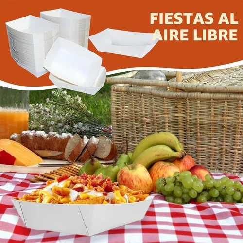 Vista 5 de Bandejas de papel kraft natural de 2 lb - Paquete de 100