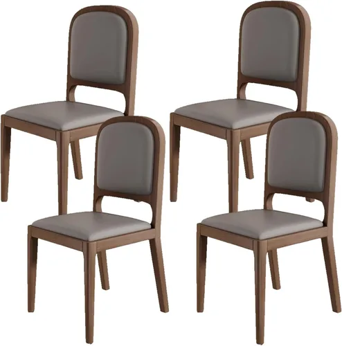 Vista 33 de Leather Seat Dining Room Chair with Back, Wooden Dining Chairs Set Kitchen Chair, Dining Room Chairs Armless Seat for Kitchen Living Room Black