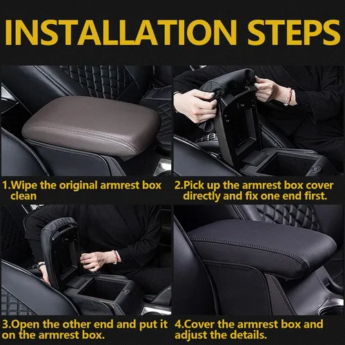 Vista 7 de AOMSAZTO Fundas de consola para Toyota RAV4 2019-2026, funda de cuero negro