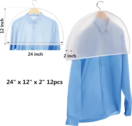 Vista 2 de Fundas de plástico para colgar la ropa (juego de 12) protectores de ropa de armario, funda transparente transpirable con refuerzo de 2 pulgadas