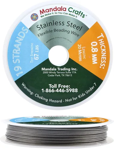 Vista 10 de Mandala Crafts Alambre de acero inoxidable de 7 hebras de cola de tigre – 32 pies calibre 18 de plata para hacer joyas