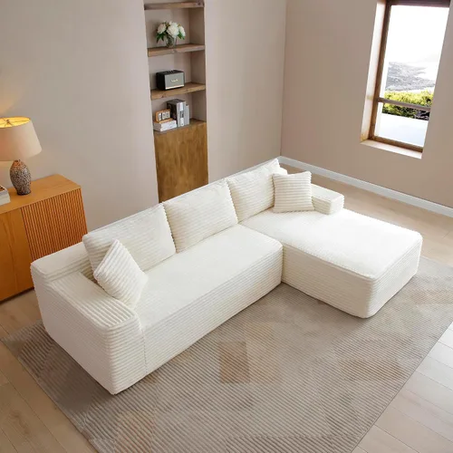 Vista 30 de 97" Cloud Boneless Couch, L-Shaped Sectional Sofa for Living Room, Beige
