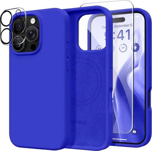 Vista 1490 de GONEZ Funda magnética para iPhone 14, compatible con Magsafe, con protector de pantalla + protector de cámara, forro de microfibra antiarañazos