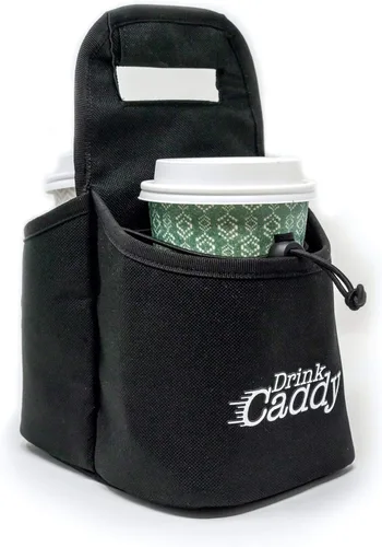 Organizador de bebidas portátil para bebidas y portavasos de café reutilizable, bolsa plegable de 2 tazas con bolsillos organizadores, asegura de