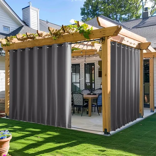 Vista 53 de NICETOWN - Cortinas opacas, impermeables, ojales resistentes al viento, pestaña trasera en la parte superior e inferior, bloqueo solar y cuerda