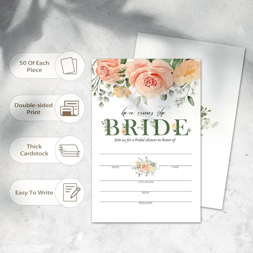 Vista 3 de 25 invitaciones de recepción de boda, tarjetas de invitaciones de relleno de despedida de soltera, invitaciones de compromiso con sobres, hermosos