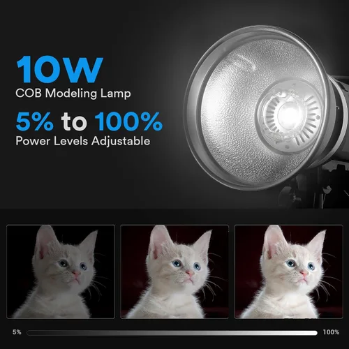 Vista 3 de Godox MS300V MS300-V Luz de flash estroboscópica compacta de estudio, flash portátil de fotografía 300W 110V, sistema 2.4G X, lámpara de modelado