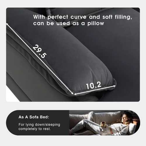 Vista 4 de Moderno sofá modular en forma de U con almohadas para la cintura, sofá cama con diván, sofá tapizado simétrico de felpilla de 6 asientos para sala