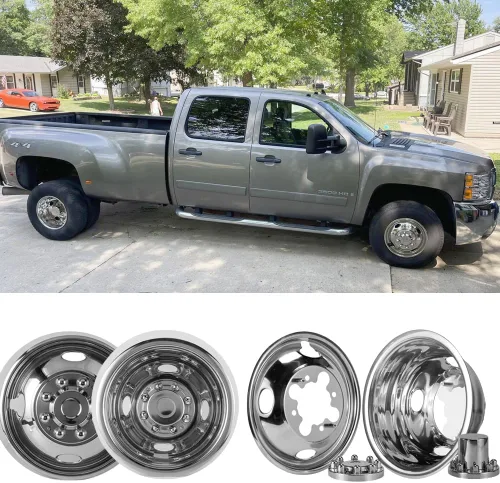 4X 16 Simuladores de Rueda Atornillables Compatibles con Camión Chevy GMC 3500 2001-2007 Camioneta 2003-2021 G3500/G30, Tapacubos de 8 Tuercas