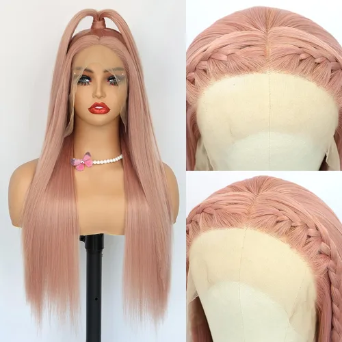 Vista 5 de Pelucas de encaje frontal de 13 x 6 pulgadas, pelucas de cabello negro natural, pelucas de encaje frontal sin pegamento, pelucas de encaje frontal