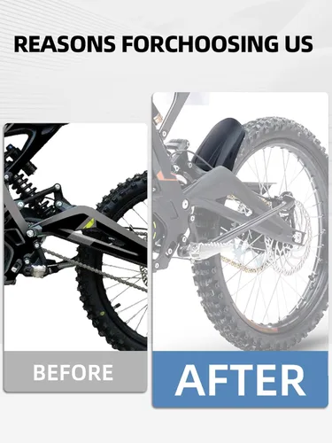 Vista 4 de JFG RACING - Guardabarros trasero para Surron Light Bee, protector de amortiguador para motocicleta Guardabarros para Dirt Bike Sur Ron Light Bee X