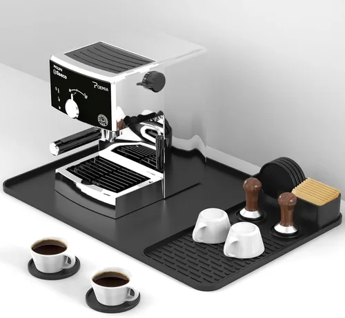 Vista 12 de Garolue Tapete de silicona para café, 16 x 16 pulgadas, impermeable, tapete de bar resistente al calor para accesorios de estación de máquina
