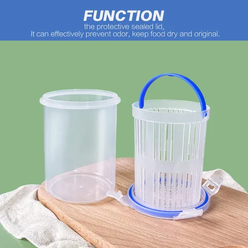 Vista 5 de Tarro de Pepinillos 24oz 2Pack - Envase de encurtidos con colador, soporte para tarros, elevador, contenedor de almacenamiento de encurtidos