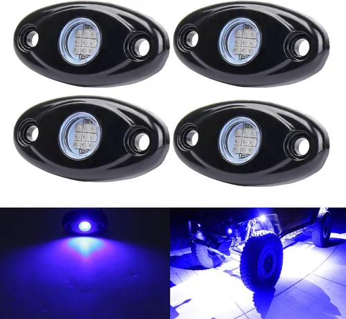 Vista 13 de Luces ledes Rock púrpura rosa con 4 cápsulas de neón de 12 V, kit de debajo de la carrocería, cúpula de arrastre, lámpara de rueda exterior