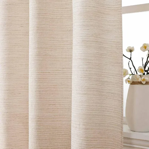 Vista 3 de Valea Home Cenefa de lino a rayas Chenile para cocina, bolsillo para barra, cenefas rústicas de cortina de ventana de 18 pulgadas de longitud