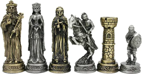 WE Games - Juego de ajedrez con temática medieval de peltre, juego de ajedrez de metal único para adultos, juego de ajedrez temático de lujo con