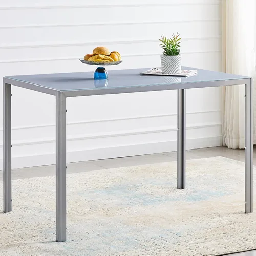 Vista 2 de Juego de mesa de comedor de cristal de 5 piezas con sillas, juego de mesa de comedor moderno para 4, juego de mesa y sillas de cocina de cristal