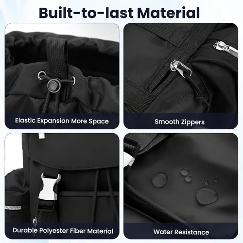 Vista 7 de Mochila para pañales con cambiador, funda para chupete y correas para cochecito (negro, 14L)