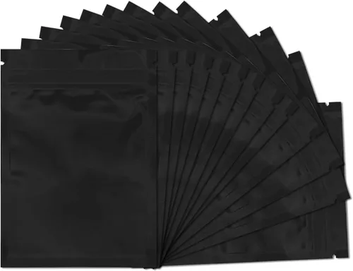 Paquete de 100 bolsas a prueba de olores de 3 x 4 pulgadas, bolsas resellables de Mylar de aluminio, bolsa plana con ventana transparente, color