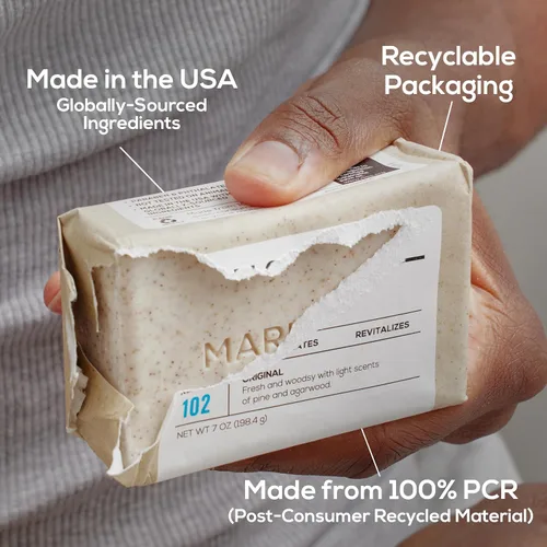 Vista 8 de MARLOWE. Jabón exfoliante corporal No. 102 de 7 onzas, barra de jabón exfoliante con manteca de karité, aceite de oliva y extractos de té verde