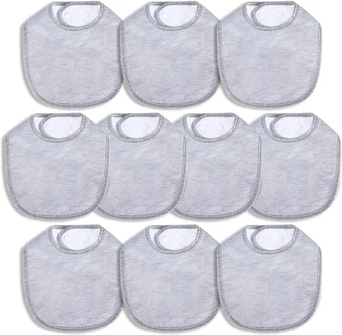 Vista 10 de Baberos impermeables Hakochia de algodón orgánico súper suaves y absorbentes con cierre de presión ajustable para bebés niños y niñas