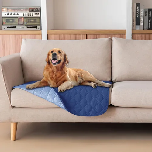 Vista 107 de gogobunny Funda de cama 100 % impermeable de doble cara para perro, manta para mascotas, sofá, protector de muebles para niños, perros y gatos, Azul